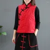 Damenwesten Traditionelle chinesische Cord-Qipao-Oberseite Frauenweste Orientalische ethnische ärmellose Weste Herbst-Winter-Tang-Anzug Cheongsam Pd