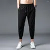 Herrbyxor kb sommar casual is silk capris sport leggings ungdom snabb torkning