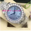 Montre de luxe Bigger Diamond Bezel Mouvement mécanique automatique 228206 Platine 40mm Ice Blue Arabe Cadran Rare Hommes Montres Bracelet255v