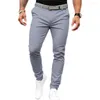 Pantaloni da uomo Abito tinta unita da uomo Tasche oblique a vita media lunga Cerniera Pantaloni da ufficio slim fit Abbigliamento da lavoro cucito fine