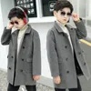 Coat Winter Woolen Jacket Korean Boy Version For Boys Thicken Coats SingleBreasted Hooded Casual Children's Clothing 230928