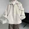 Women's Wool Blends Streetwear Woolen Coat Men' 2023 Autumn Winter Minority Lapel Jacket American Retro Loose Casual Asymmetrical 230928