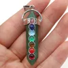 Pendant Necklaces Natural Stone Metal Alloy Crystal Column Shape 7 Chakras Reiki Healing DIY Jewelry Making Necklace Earrings Accessories