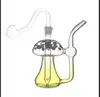 Gros grandir dans l'obscurité mini narguilé forme de champignon lumineux eau dab plate-forme bongs tuyau avec bol de brûleur à mazout en verre mâle de 10 mm