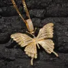 Iced Out Pendant Necklace Gold Silver Butterfly Necklaces Mens Womens Fashion Hip Hop Jewelry193w