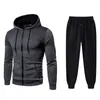 Herren-Trainingsanzüge, trendiger Outdoor-Sportanzug für Herren, Herbst und Winter, hübscher Track-Trend, Kordelzug, Hoodies, Hosen mit Taschen