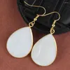 Dangle Earrings KFT Wholesale Natural Crystal Stone Earring Rose Pink Quartz Agates Water Drop Ear Hook Women Jewelry