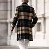 Heren Wolmixen Trench Plaid Lange mouwen Kraagvorm Mode Street chic Kleding Losvallend 2023 Herfst Winter Casual 230928