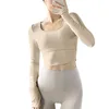 Chemises actives vêtements de sport femme vêtements d'entraînement à manches longues avec coussin de poitrine haut de Yoga chemisier de sport pour femme