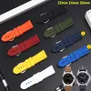 22mm 24mm 26mm Black Blue Red Orange White Army Watch Band Silicone Rubber Watchband Fit For Panerai Strap Needle Buckle 2203218