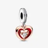 Ciondoli in argento sterling 925 bicolore con cuore radiante pendenti con ciondoli adatti al braccialetto europeo originale con ciondoli moda donna matrimonio Engagem260u