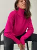 Women's Sweaters 2023 Pink Turtleneck Collar Sweater Women Autumn Winter Solid Knitting Pullovers Oversize Basic Green Blue Jumper Pull