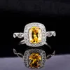 D Color Moissanite Yellow Diamond Rings Colorful Gemstone Engagement Wedding Open Ring For Women2559