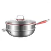 Casseroles 304/316 en acier inoxydable double couche poêle antiadhésive sans huile revêtement de fumée pot ustensiles de cuisine wok cuisine