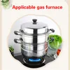 Double Boilers Multifunctional Large-capacity Cooking Pot For Household Stainless Steel Two-layer And Three-layer Thick Steam Soup