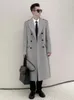 Мужское шерстяное пальто длиной до колена с узором «елочка», мужское двубортное двубортное пальто с утолщенной и съемной внутренней подкладкой, британские мужчины 230928