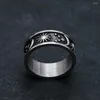 Cluster Rings Unique Sun Moon Star Ring For Men Punk Stainless Steel Simple Couple Women Biker Fashion Jewelry Gifts Wholesale