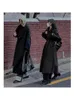 Women's Wool Blends Winter Korean Style Double Breasted Long Black Woolen Overcoat Loose Lacing Belt Green 100 Coat Jacket 230928