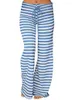 Vêtements de nuit pour femmes Imprimer Sleep Bottom Femmes Coton Long Pantalon Home Pyjamas Soft Slip Pantalon d'été Cordon de serrage Grande taille Sexy Stripe Casual