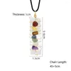 Pendant Necklaces Natural Selenite Stone Healing Crystals 7 Chakra Chip Stones Wire Wrapped Amethyst Rose Quartz Rectangle Shape Necklace