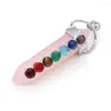 Pendant Necklaces Natural Stone Metal Alloy Crystal Column Shape 7 Chakras Reiki Healing DIY Jewelry Making Necklace Earrings Accessories