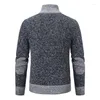 Pulls pour hommes Pull Automne Col Debout Business Casual Cardigan À Manches Longues Tricoté Mode Splice Homme Vêtements