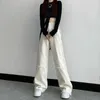 Jeans pour femmes Baggy pour femmes taille haute ample jambe large femme pantalon décontracté confort denim pantalon coréen streetwear blanc jean