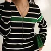 Kobiety swetry wełniane mały sweter z klasycznymi paskami ozdobionymi czarnymi i zielonymi prostymi kobietami