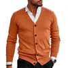 Men's Sweaters Elegant Casual Button Cardigan Tops 2024 Autumn Fashion Male Solid Color Crochet V Neck Long Sleeve Slim Sweater Knitwear