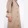 Korki damskie płaszcze płaszcza zimowe ubrania damskie kurtka X-długość lapelowa khaki bawełniana sezon prosty.