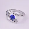Wedding Rings Elegant Fashion For Women Silver Color Round Metal Inlaid Blue White Zicron Stones Ring Jewelry