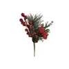 Fleurs décoratives 10 pièces, fausses fleurs de noël, Bouquets de pommes de pin, fruits rouges, artisanat, simulation de coupe artificielle Z9M0