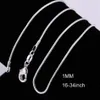 Whole 16-34 Inches 20PCS Snake Necklace Chains 1MM 925 Sterling Silver Findings DIY Jewelry 274F