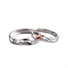 Cluster Rings Real Certified Sterling 925 Silver Couple For Lovers Men And Women Original Design Double Fish Jewelry Gift