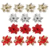 Decoratieve bloemen 24 stuks gepoederde ui kerst decor xmas nep decoratie zijden doek poinsettia vaas decors