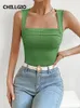 Tanques femininos Chillgio Mulheres Tricô Verão Tanques Sexy Moda Elástica Streetwear Casual Simples Ins Coreano Bodycon Sólido Camisole