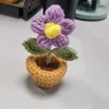 Decorative Flowers Hand-knitted Sunflower Tuilp Flower Crochet Potted Plants Homemade Woven Pot Home Decor