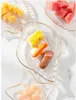 Plates Creative Golden Trim Ocean Glass Plate Nordic Household Shell Salad Bowl Breakfast Fruit Dessert