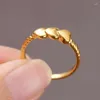 Klusterringar Pure 24k Yellow Gold Ring 999 Hjärtband för kvinnor