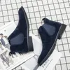 Ботинки Челси, мужские синие из искусственной замши, классические модные деловые повседневные короткие ботильоны, Zapatos De Seguridad Hombre 230928