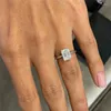 Cluster Rings RandH G18K 2.00CT 8 6MM Radiant Cut Moissanite Solitaire Engagement For Women 14K White Gold Jewelry Real Ring