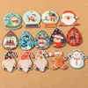 Charms 10pcs Wood Christmas Santa Claus Snowman Wisids urok biżuterii Making kolczyki Naszyjnik