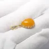 Charms Natural Stone Micro-Set Pendant 24k Gold Plated Brass Teardrop Yellow Facetter Gemstone Charm smycken Makande tillbehör