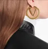 Charm Top Paris Jewelry letter V earring Ljia Accessories Women Hoop Earrings Luxury 18K Gold Ear Studs wholesales Lady Nice Christmas gift orecchini bijoux