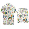 Męskie dresy gejowskiej dumy mężczyźni ustawiają LGBT Love Casual Shirt Set Set Hawaiian Beach Shorts Summer drukowane garnitur dwuczęściowy ubrania plus size