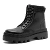 Botlar Erkekler Kış Motosiklet İşi Boot Pamuk Ayakkabı Plus Velvet Sıcak Peluş Yuvarlak Toe Kalın Alt Alt Su Geçirmez Giyim Anti -Giyim Platformu 230928