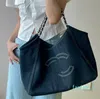 Maxi Denim Shopping Bag Women Designer haftowe torebka na ramię duża pojemność Srebrna Matelasse Chain Travel Airport walizka Sacoche Zapip kieszenia