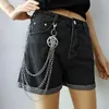 Ceintures femmes hommes unisexe jean pantalon HipHop lien bobine robuste taille crochet gothique porte-clés pentagramme chaîne