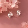 Stud Earrings Real 925 Sterling Silver Hollow Flower Ear Cuffs Wraps Non-pierced Zircon Floral Cartilage Fine Jewelry For Women