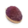 Pendentif Colliers 1pcs pierre naturelle forme d'oeuf plaqué couleur cristal charme élégant collier de bricolage boucles d'oreilles bijoux accessoires 28x42mm